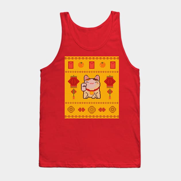 Lucky Cat Knit Tank Top by CupcakeCandice